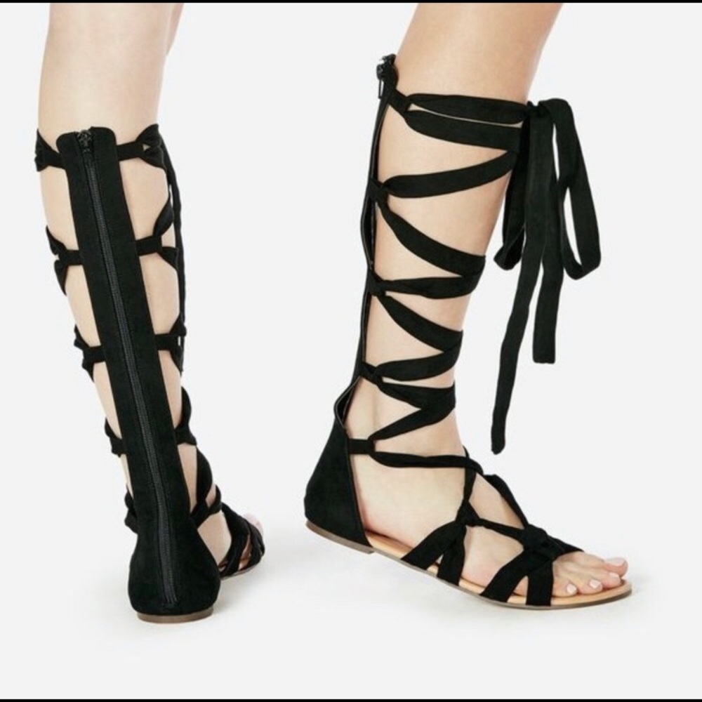 Flat gladiator sandals, Black Size 7